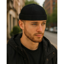 Bonnet Docker Brindisi Coton Noir - Traclet