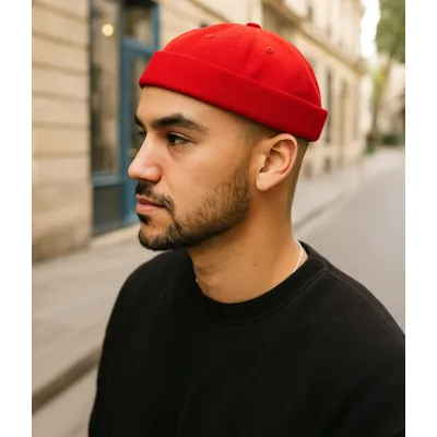 Red Cotton Brindisi Docker Beanie - Traclet  Reference: 17633| Traclet Hat Shop