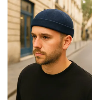 Navy Cotton Brindisi Docker Beanie - Traclet Reference: 17634 | Traclet Hat Shop