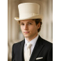 Chapeau Haut De Forme Mauro Feutre Blanc - Traclet