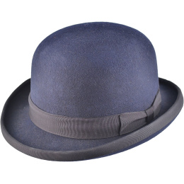 Navy Blue Wool Felt Bowler Hat - Traclet