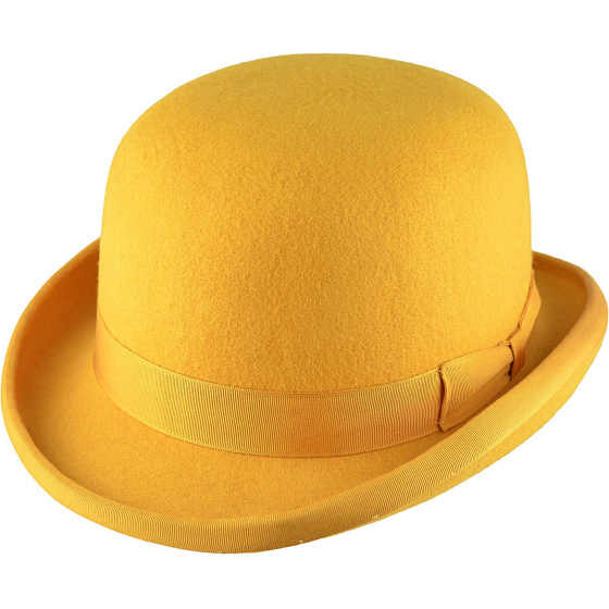 Yellow Wool Felt Bowler Hat - Traclet