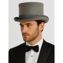 Chapeau Haut De Forme Feutre Laine Gris Claire - Guerra