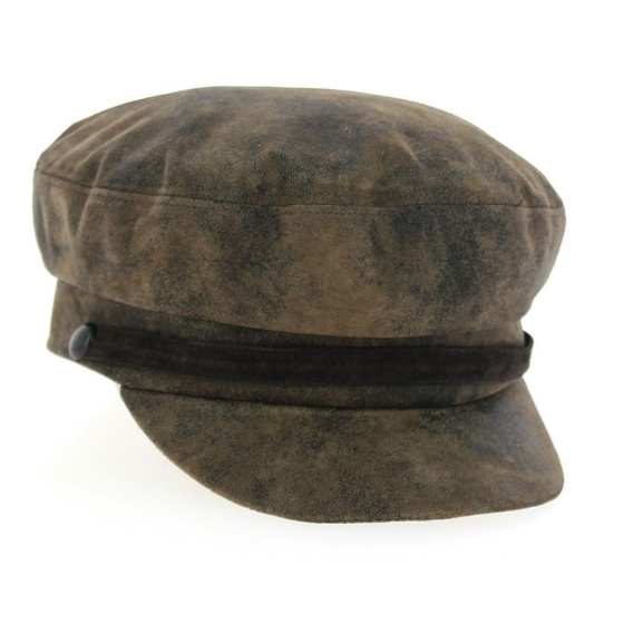 Casquette Capitaine Cuir Vieilli Marron - Aussie Apparel