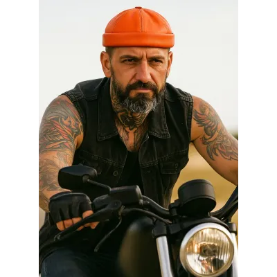 Bonnet Biker Cuir Corail - Bullet style Seven Jocker