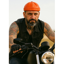 Coral Leather Biker Beanie - Bullet style Seven Jocker