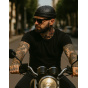 Black Leather Biker Beanie - Bullet Style Seven Jocker