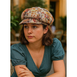 Safari Gav Reversible Linen Sand Newsboy Cap - Traclet