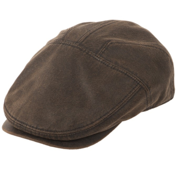 Casquette Plate Coton Ciré Marron - Traclet