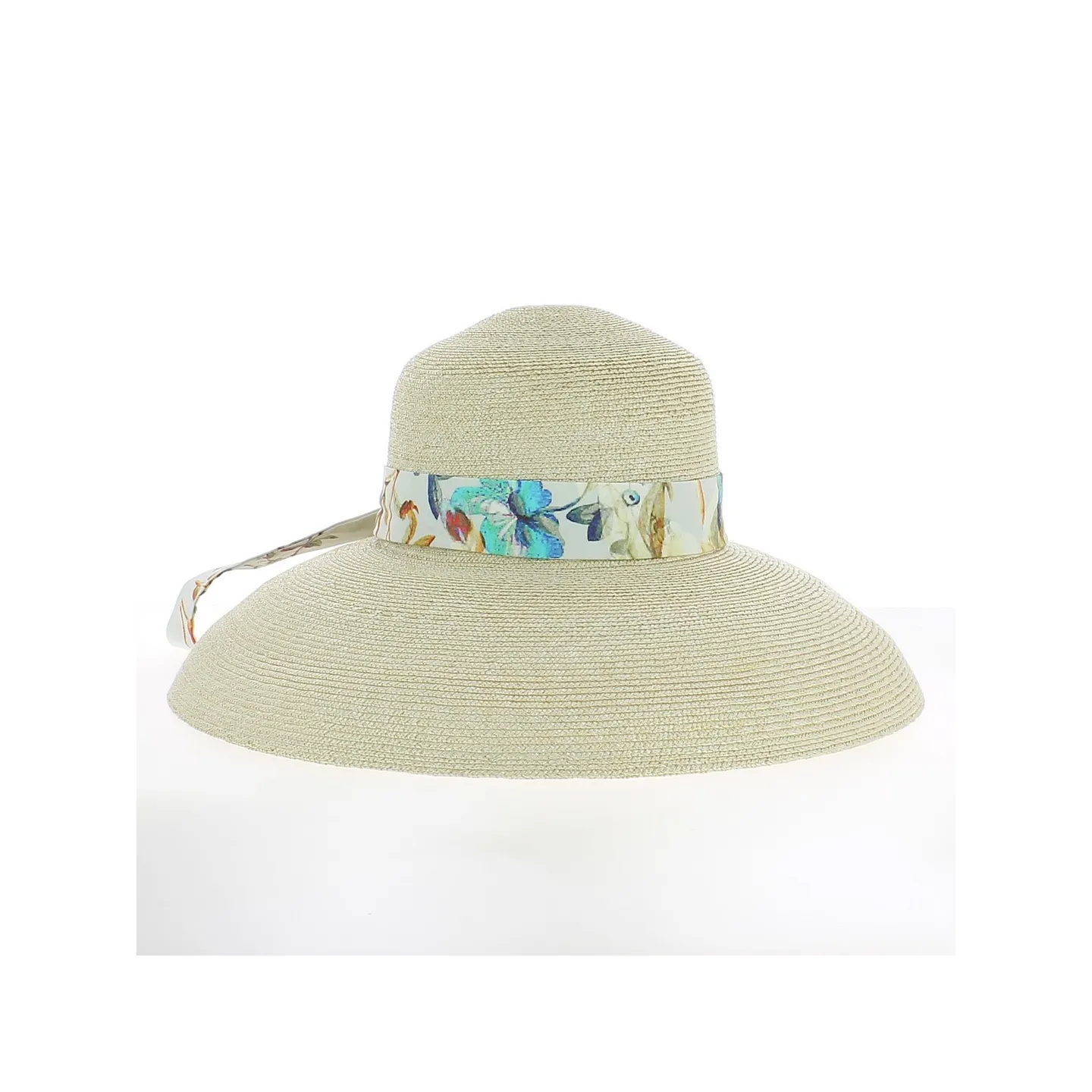 Floral wide-brimmed hat