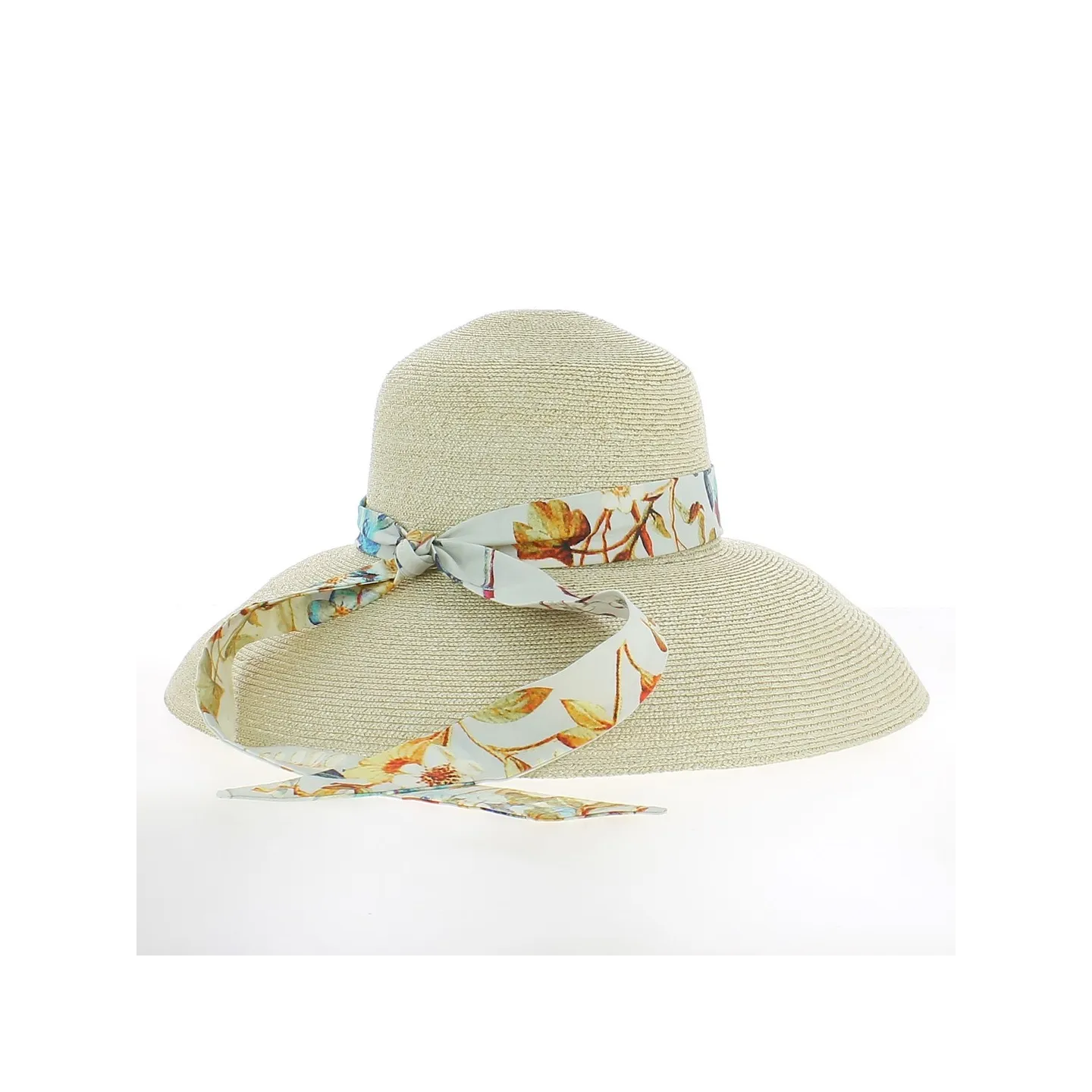 Floral wide-brimmed hat