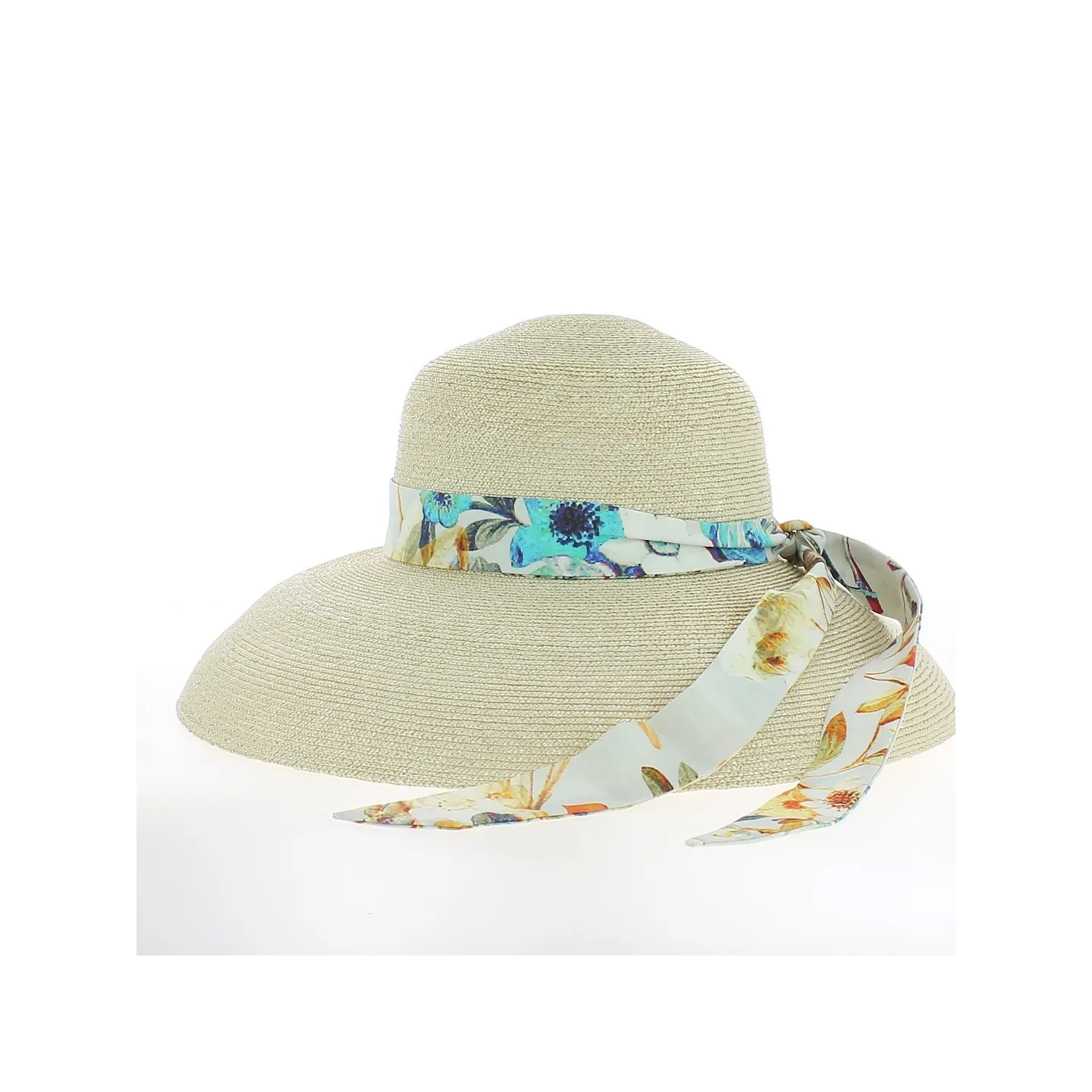 Floral wide-brimmed hat