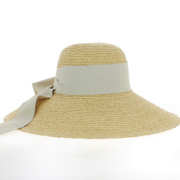Capeline Michèle large ruban beige 100% paille
