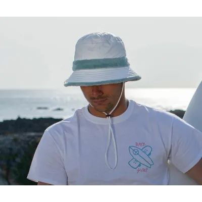 Amaury White & Aqua Terry UV-Protection Bucket Hat - Soway Reference: 22276| Chapellerie Traclet