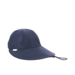 Casquette grande visière Nadine marine lin et coton