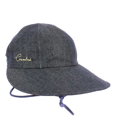 Nadine navy wide visor cap in linen