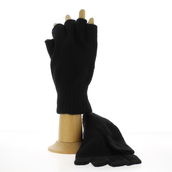 Wool/Angora Mittens in Black - TRACLET