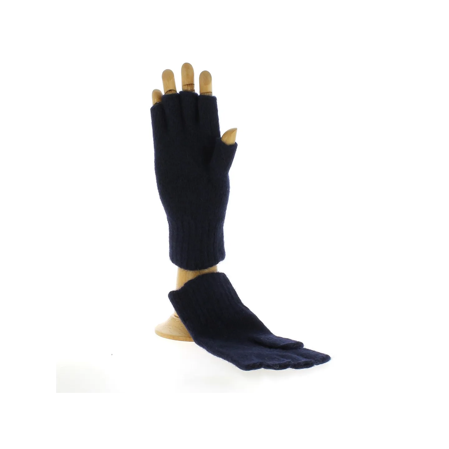 Navy Wool/Angora Fingerless Gloves Reference: 22325| Chapellerie Traclet