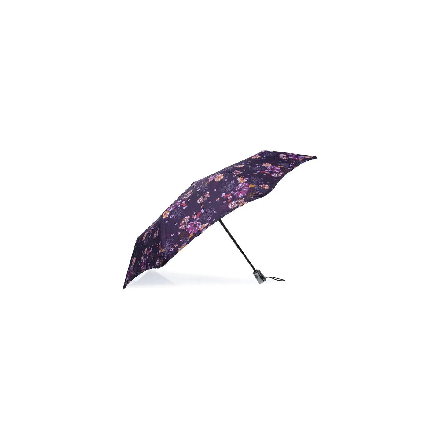 Mini Parapluie X-TRA Solide Automatique Fleurs Aubergine - Isotoner