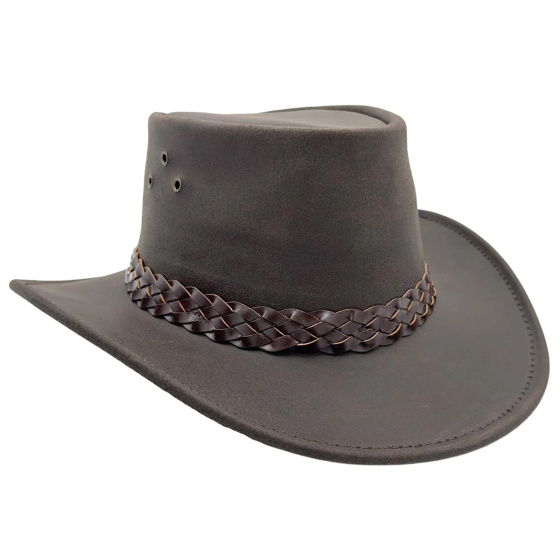 Australian Hat Wallaroo Oil Leather Moss - Jacaru