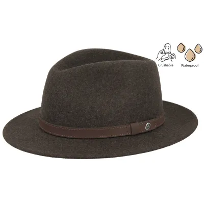 Traveller Mouthe Crushable Brown Felt Hat - Flechet ref 22269 traclet hat shop