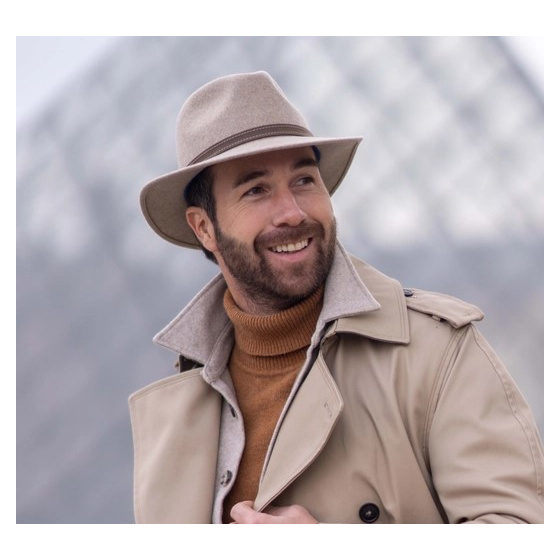 Chapeau Traveller Mouthe Crushable Feutre Beige Chiné - Flechet