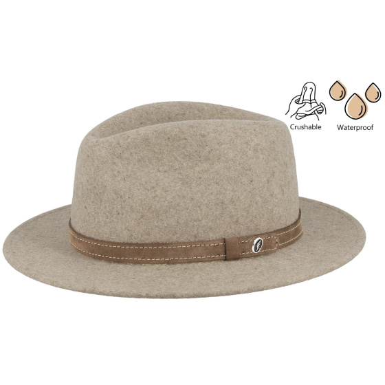Chapeau Traveller Mouthe Crushable Feutre Beige Chiné - Flechet