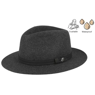Traveller Mouthe Crushable Anthracite Felt Hat - Flechet Reference: 11488 | Chapellerie Traclet