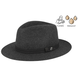 Traveller Mouthe Crushable Anthracite Felt Hat - Flechet