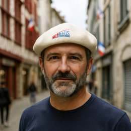 Official Allez Les Bleus Ecru Beret - Le Béret Français