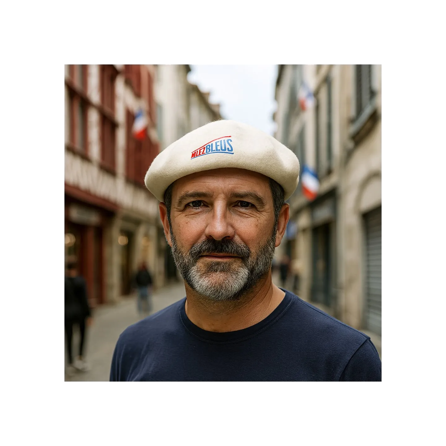 Béret Officiel Allez Les Bleus Ecru - Le Béret Français
