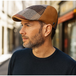 Casquette Plate Bolzane Patchwork Cuir & Laine - Fléchet