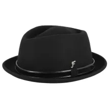 Porkpie Hat Novare Black Felt - Fléchet ref: 22380| Chapellerie Traclet