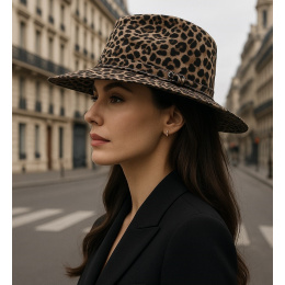 Fedora Hat Teramo Leopard Wool - Flechet