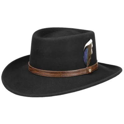 Black VitaFelt Gambler Hat - Stetson - Chapellerie Traclet Reference: 22402| Chapellerie Traclet
