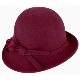 Lidia Burgundy Wool Felt Cloche Hat - Traclet