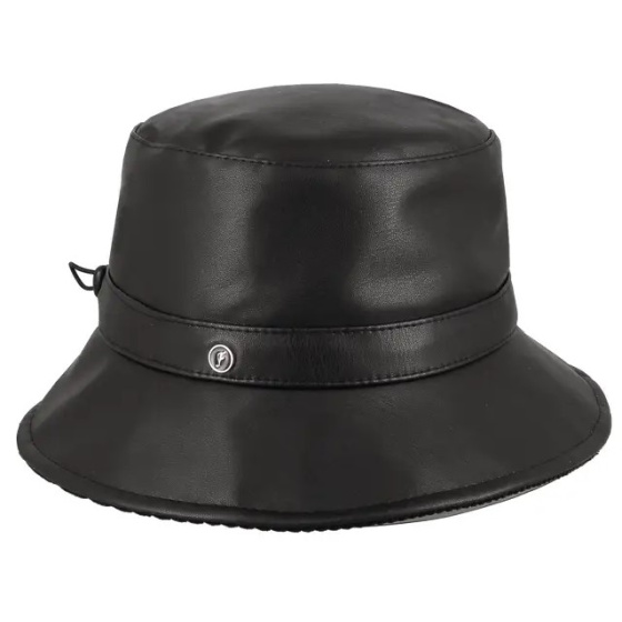 Black Leather Modica Bell Rain Hat - Flechet