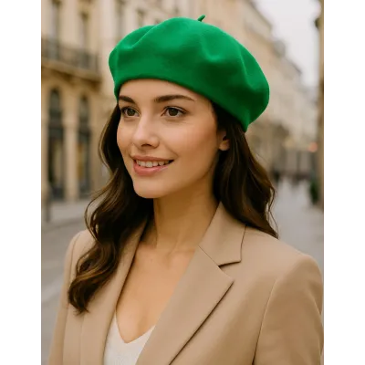 Classic Wool Beret Green Saint Patrick - Traclet Reference: 17684 | Chapellerie Traclet