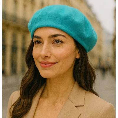 Turquoise Wool Beret - Traclet  Reference: 16878 | Traclet Hat Shop