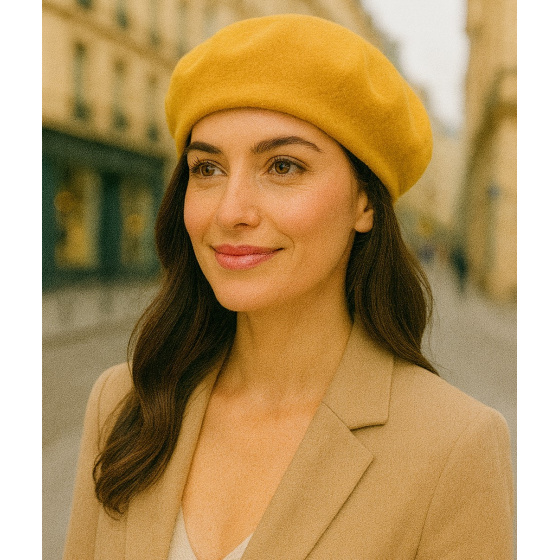 Classic Yellow Wool Beret - Traclet
