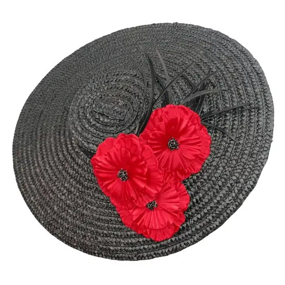 Provencal Hat Pamela Carmina Black Straw - Traclet