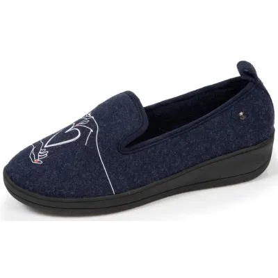 Isotoner Navy Everywear Charentaise Slippers - Reference: 19035 | Chapellerie Traclet