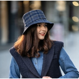 Navy Wool Reversible Bucket Hat - Traclet