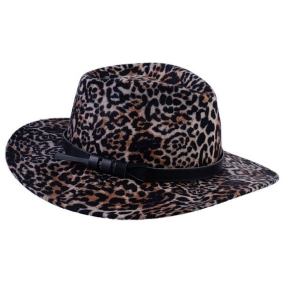 Anna Leopard Wool Fedora Hat - Traclet