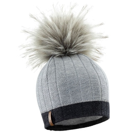 Bonnet Pompon Fourrure Céleste Gris - LeDrapo