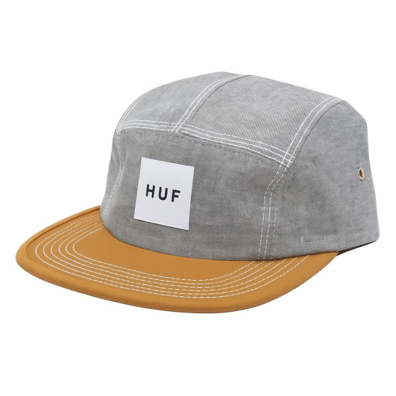 casquette 5 panel huf usa gris visière marron