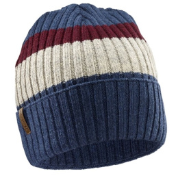 Recycled Edgar Cuff Beanie Blue-Grey-Burgundy - Le Drapo