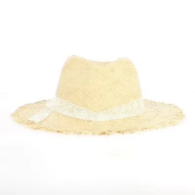 Chapeau de Paille Naturelle avec dentelle - Fabrication Française - Traclet