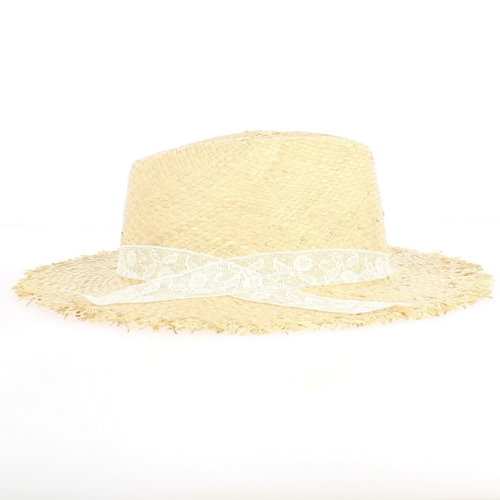 Chapeau de Paille Naturelle avec dentelle - Fabrication Française - Traclet