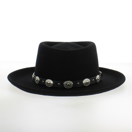 Western Gambler Hat - Black Wool Felt - Eddy
